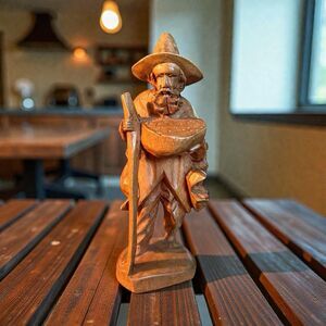 Hand Carved Wood Folk Art Traveling Man Figure 8” Vintage